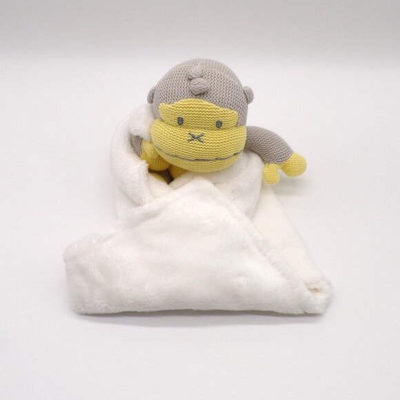Baby Bum Monkey Lovey Duke Gray Yellow White Knitted Plush Security Blanket Soft - Picture 12 of 12
